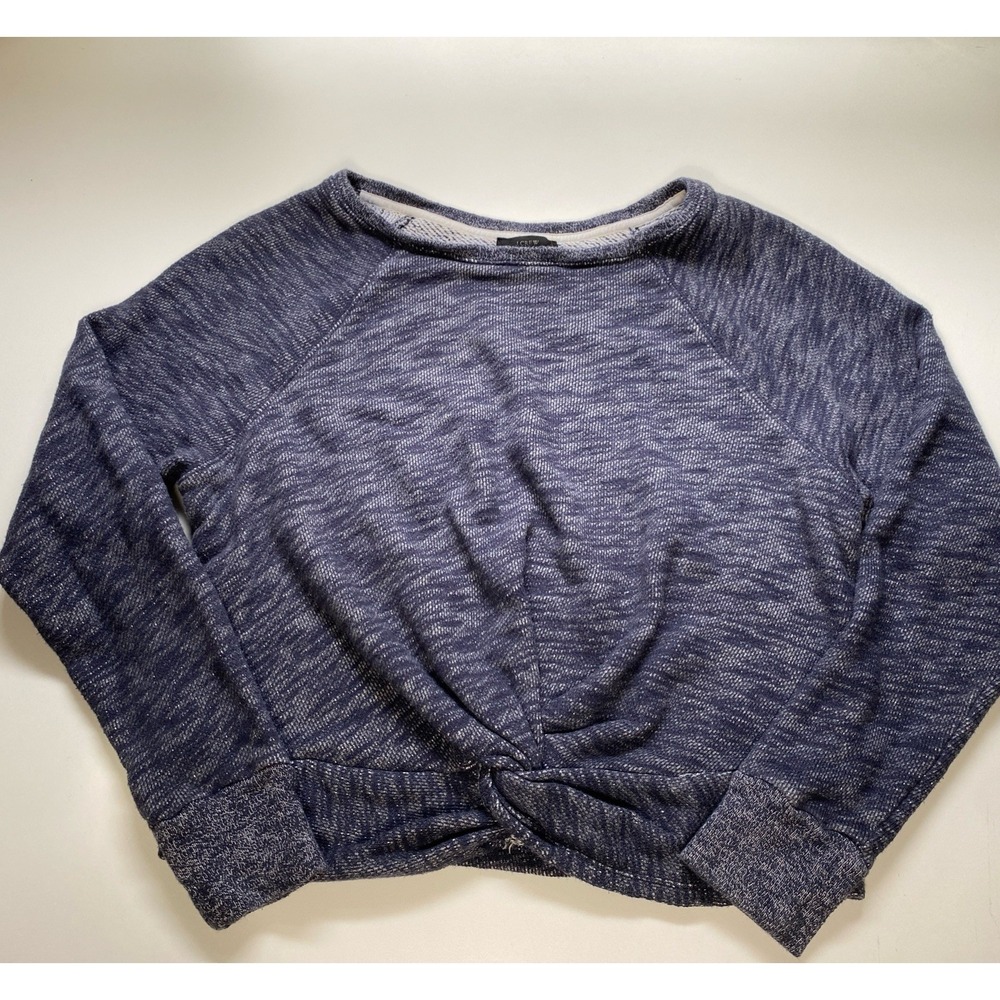 J.Crew Navy Space Dye Twist Front Sweatshirt S/M Cotton Raglan Long Sleeve